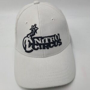 Nitro Circus Hat Fitted L-XL White Black Logo Travis‎ Pastrana Wool Blend Men